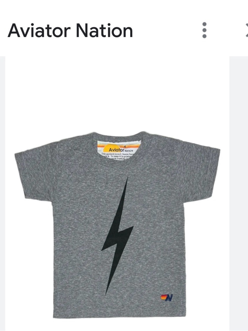 Aviator Nation Heather Gray Lightning Bolt Kids Tee